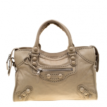 Pre Owned Balenciaga Praline Leather Brogues GCH Classic City Tote 