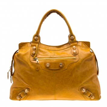 Pre Owned Balenciaga Mangue Leather Giant 21 Gold Hardware RTT Bag