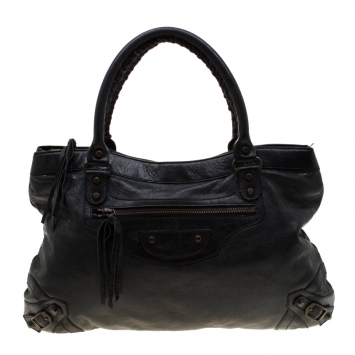 Pre Owned Balenciaga Black Leather Purse Bag