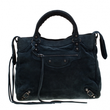 Pre Owned Balenciaga Arctique Suede Baby Daim Velo Tote