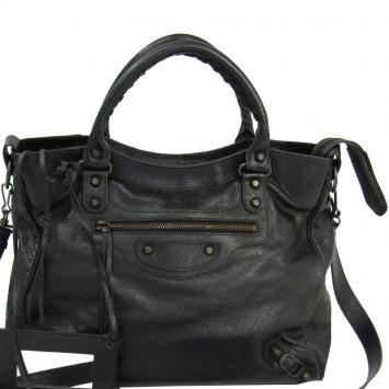 Pre Owned Balenciaga Black Lambskin Leather Velo Bag