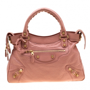 Pre Owned Balenciaga Rose Peche Leather RH City Tote