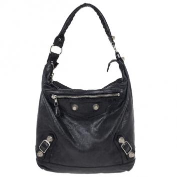 Pre Owned Balenciaga Black Lambskin Giant Day