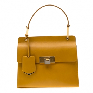 Pre Owned Balenciaga Mustard Leather Vintage Lady Spirit Shoulder Bag 