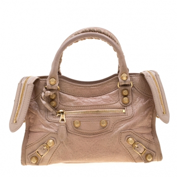 Pre Owned  Balenciaga Beige Leather Mini Classic Edge City Bag