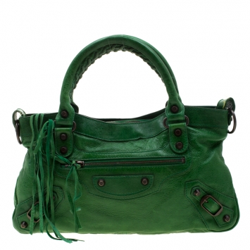 Pre Owned Balenciaga Green Leather RH City Bag 