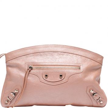 Pre Owned Balenciaga Pink Leather Pouch