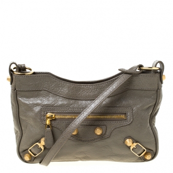 Pre Owned Balenciaga Galet Leather Hip Giant Crossbody Bag            