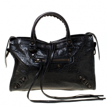 Pre Owned Balenciaga Black Leather Aj GH Classic City Tote