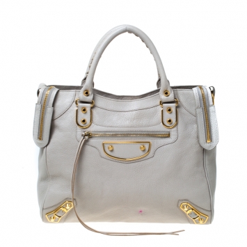 Pre Owned Balenciaga Dune Leather Giant 12 GH Velo Tote