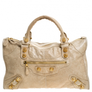 Pre Owned Balenciaga Beige Leather GGH Work Tote