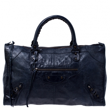 Pre Owned Balenciaga Navy Blue Lambskin Leather Classic RGH Work Bag