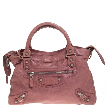 Pre Owned Balenciaga Framboise Leather Classic First Tote