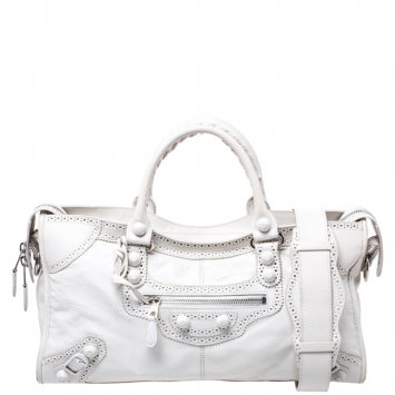 Pre Owned Balenciaga Off White Leather Giant Brogues Covered 21 Part Time Tote