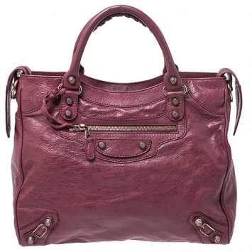 Pre Owned Balenciaga Maroon Leather Classic Velo Tote