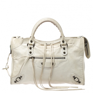Pre Owned Balenciaga White Leather Classic City Tote