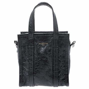 Pre Owned Balenciaga Black Leather XS Bazar Shopper Tote
