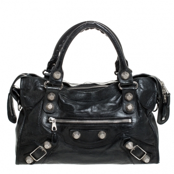 Pre Owned Balenciaga Black Leather GH City Tote