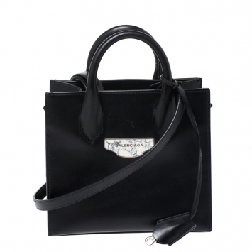 Pre Owned Balenciaga Black Leather Mini All Afternoon Tote