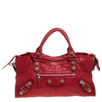 Pre Owned Balenciaga Red Leather SH Part Time Tote