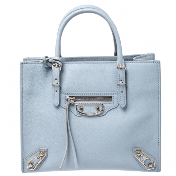 Pre Owned Balenciaga Gris Glace Leather Mini Papier A4 Tote