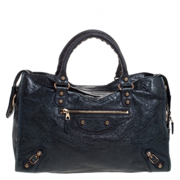 Pre Owned Balenciaga Blue Obscur Leather Classic City Bag