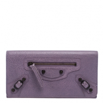 Pre Owned Balenciaga Lilac Leather Classic Money Continental Wallet