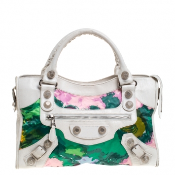 Pre Owned Balenciaga Multicolor Leather and Nylon GSH City Bag
