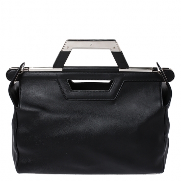 Pre Owned Balenciaga Black Leather Ray Doctor Satchel 