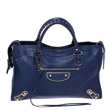 Pre Owned Balenciaga Bleu Lavande Classic Metallic Edge City Bag
