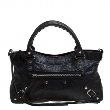 Pre Owned Balenciaga Black Leather RH Classic First Tote