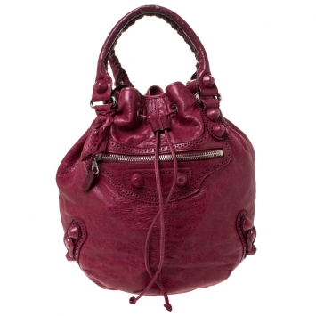 Pre Owned Balenciaga Sang Leather GCH Pompon Hobo