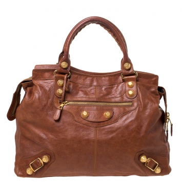 Pre Owned Balenciaga Cumin Leather Giant 21 Gold Hardware RTT Bag