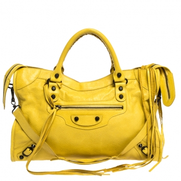 Pre Owned Balenciaga Yellow Leather RH City Tote