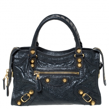 Pre Owned Balenciaga Anthracite Leather RGH Mini City Bag 