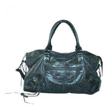 مملوكة مسبقًا Balenciaga Green Leather Motocross Classic First Bag