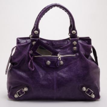 Pre Owned Balenciaga Purple Giant Silver Velo Bag