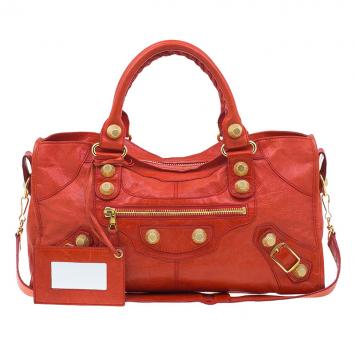 Pre Owned Balenciaga Red Leather Giant Part Time Shoulder Bag