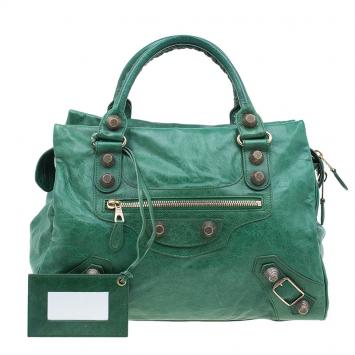 Pre Owned Balenciaga Green Lambskin Giant 21 Midday Bag