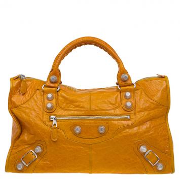 Pre Owned Balenciaga Tan Lambskin Leather Giant 21 Silver hardware Work Bag