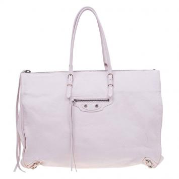 Pre Owned Balenciaga Pink Leather Papier A4 Tote
