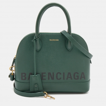 Pre Owned Balenciaga Dark Green Leather Small Ville Satchel