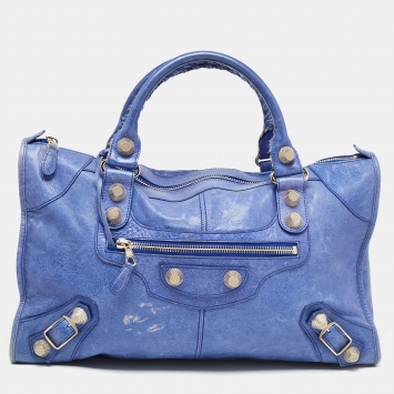 Pre Owned Balenciaga Blue Leather GSH Work Tote