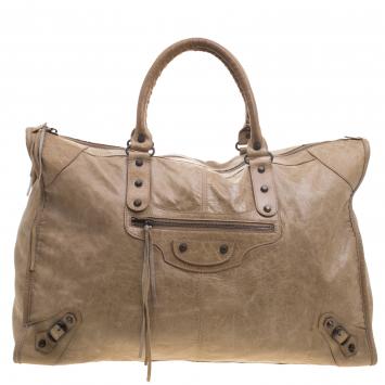 Pre Owned Balenciaga Oatmeal Leather XL RH City Tote