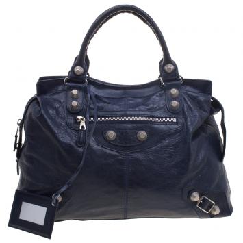 Pre Owned Balenciaga Marine Leather GSH Step Tote