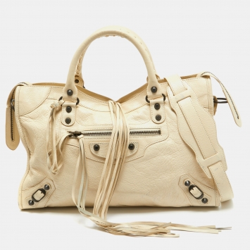 Pre Owned Balenciaga Cream Leather RH Classic City Bag