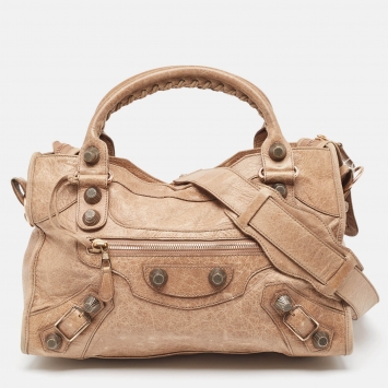 Pre Owned Balenciaga Beige Leather GGH Classic City Tote