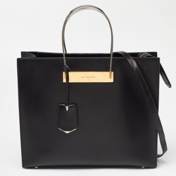 Pre Owned Balenciaga Black Leather Cable Shopper Tote