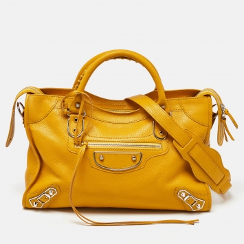 Pre Owned Balenciaga Mangue Leather Classic Metallic Edge City Bag