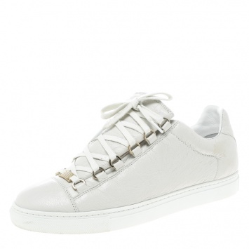 Pre Owned Balenciaga White Leather Arena Platform Sneakers Size 40